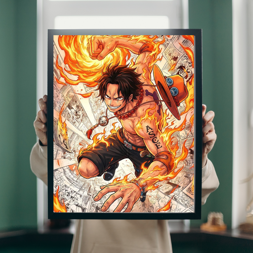 Portgas D. Ace Framed Poster – Premium Glossy One Piece Wall Art