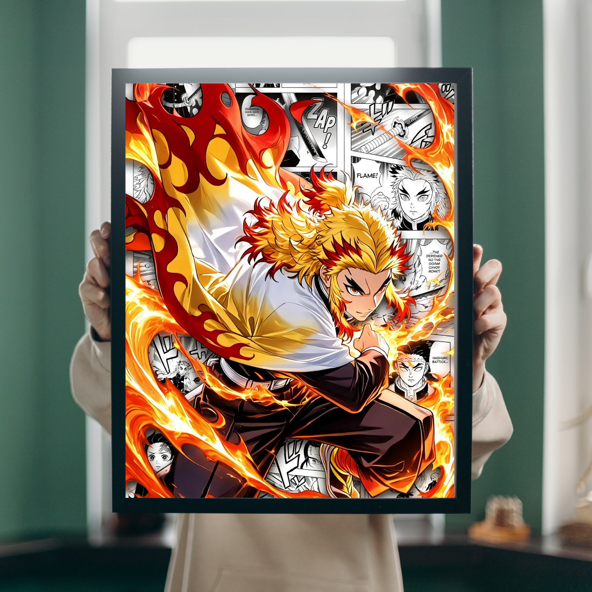 Rengoku Kyojuro Framed Poster – Premium Glossy Anime Wall Art