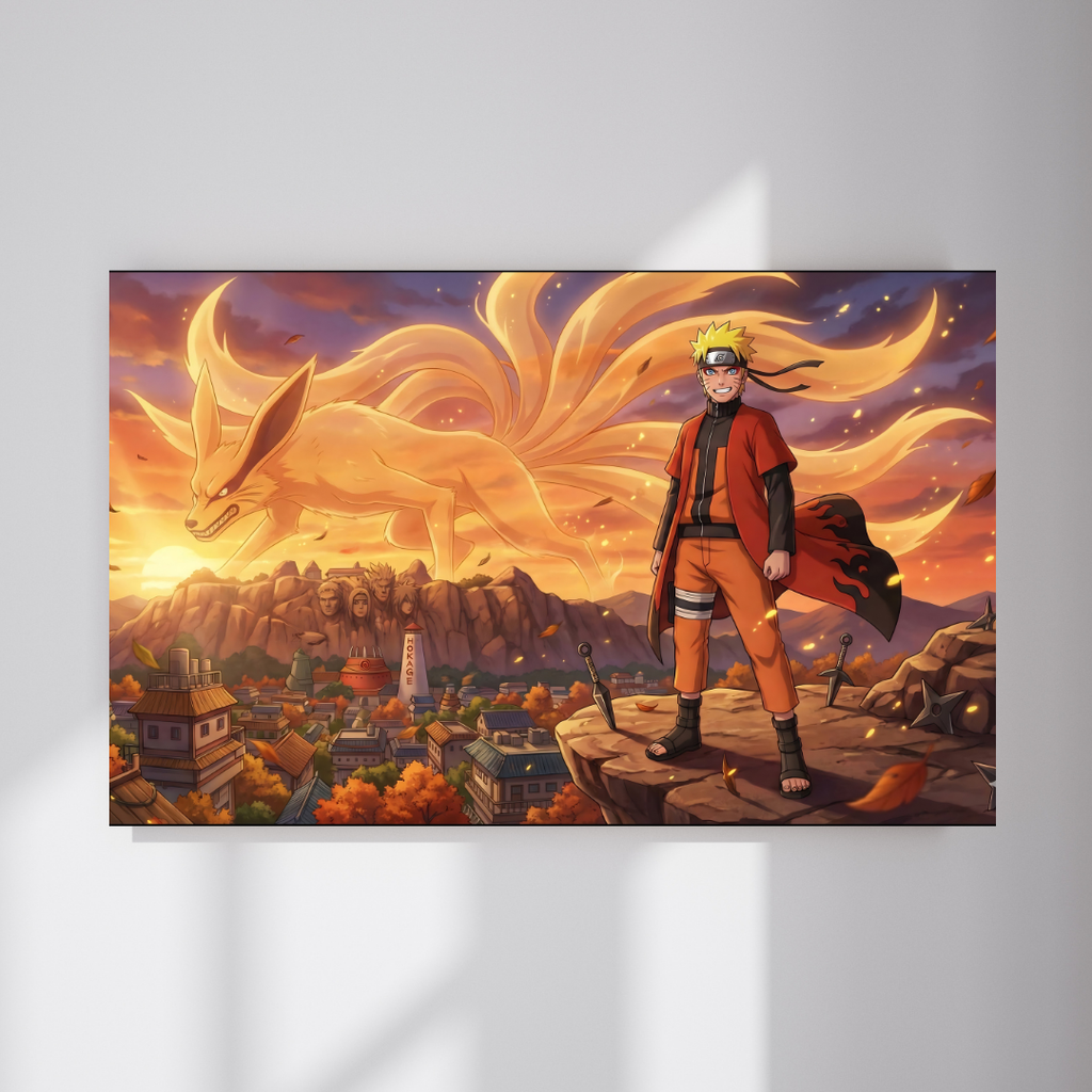 Naruto Hokage & Kurama Sunset Metal Poster