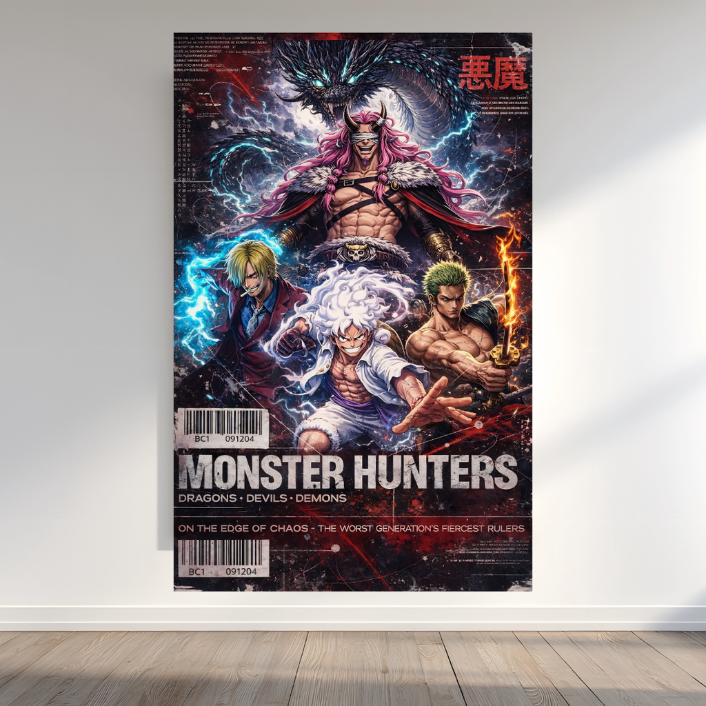 One Piece Monster Hunters Metal Poster