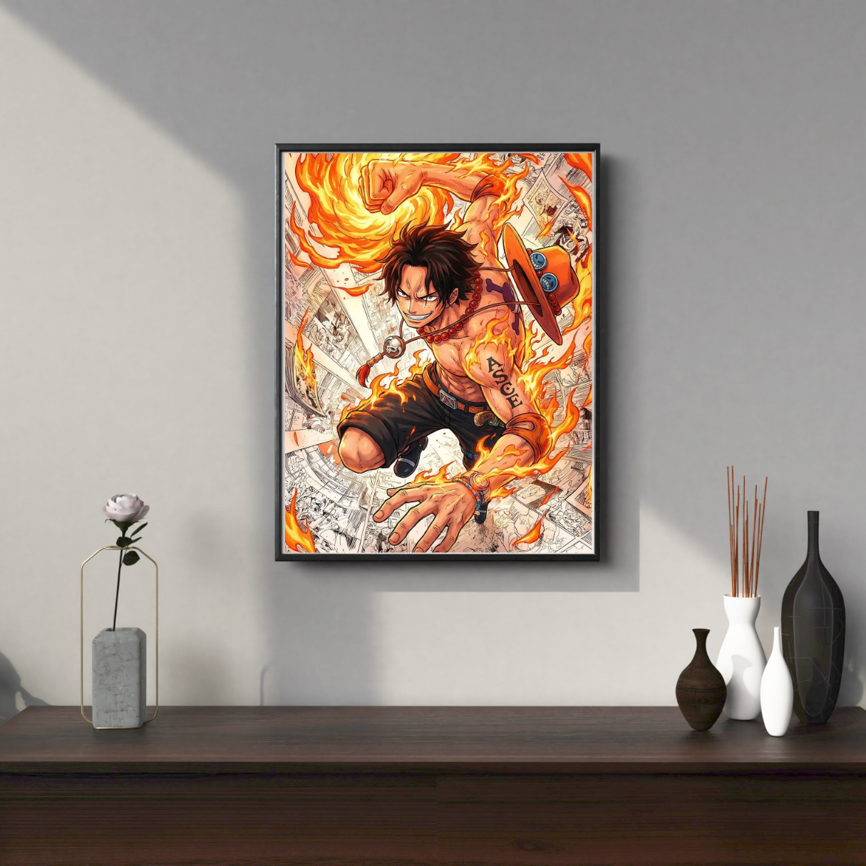 Portgas D. Ace Framed Poster – Premium Glossy One Piece Wall Art