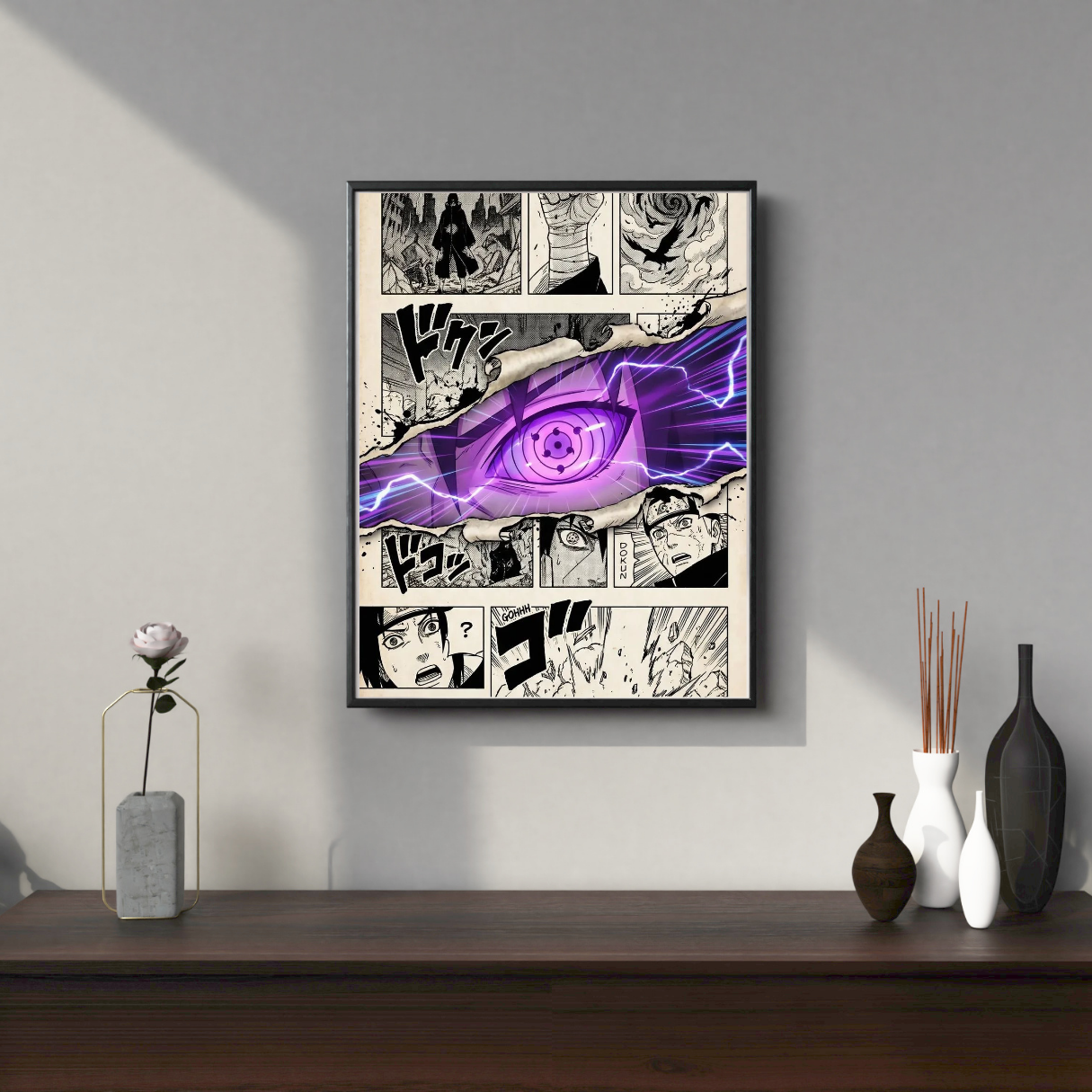Sasuke Uchiha Rinnegan Framed Poster – Premium Glossy Anime Wall Art