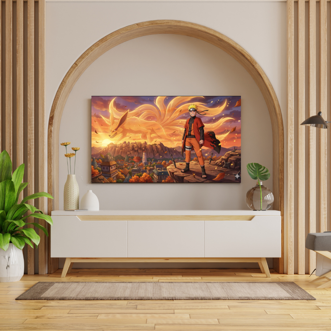 Naruto Hokage & Kurama Sunset Metal Poster