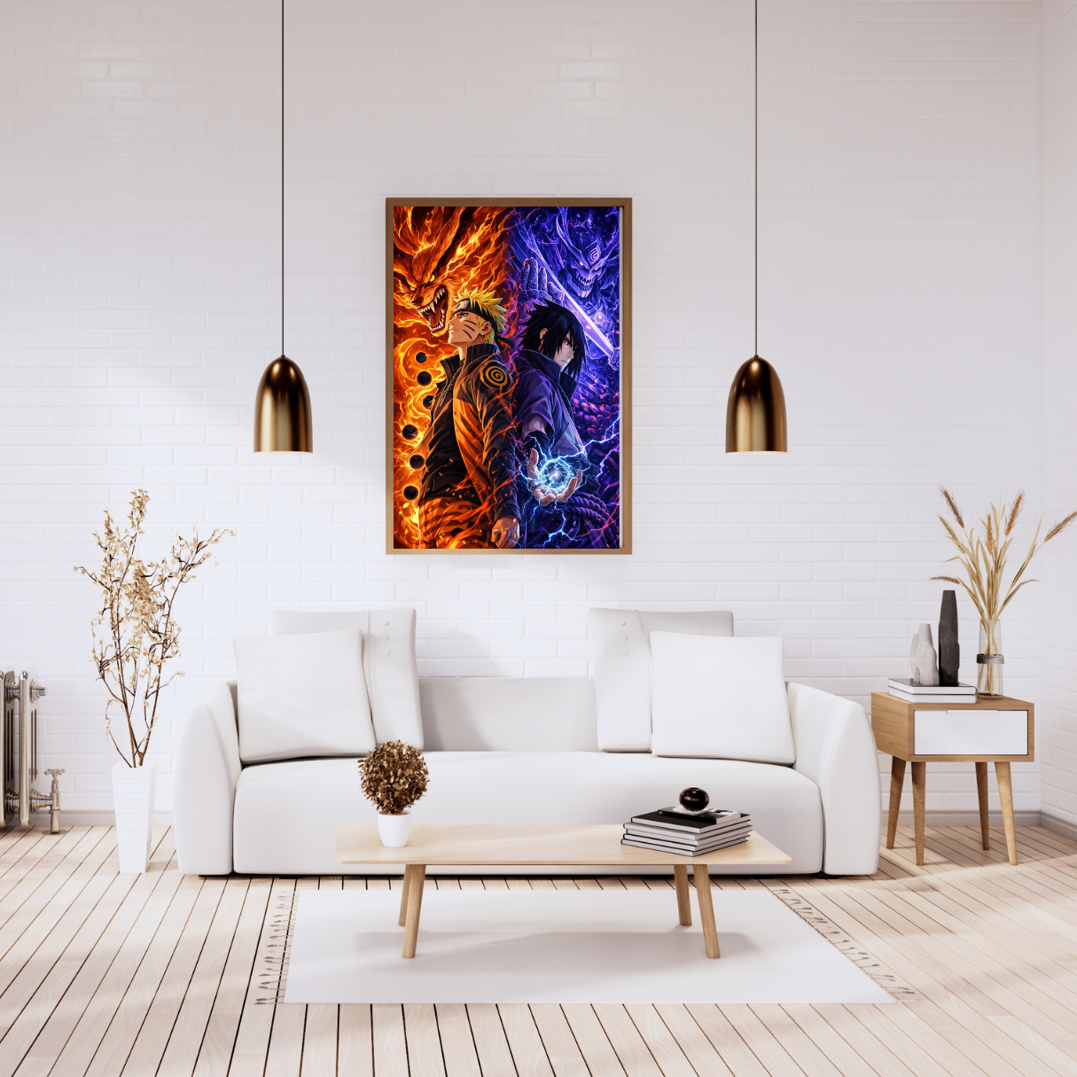 Naruto & Sasuke Framed Poster – Premium Glossy Anime Wall Art