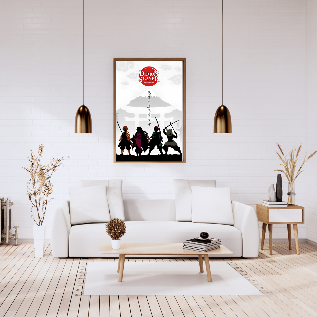 Demon Slayer Kimetsu no Yaiba Group Framed Poster – Premium Glossy Anime Wall Art