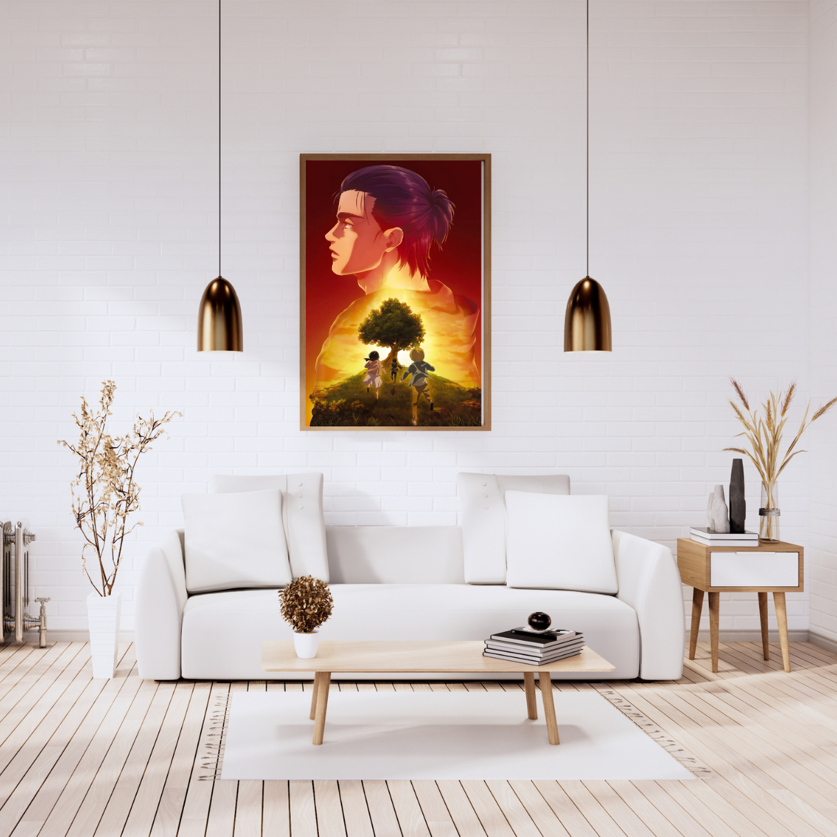 Eren Yeager Attack on Titan Framed Poster – Premium Glossy Anime Wall Art
