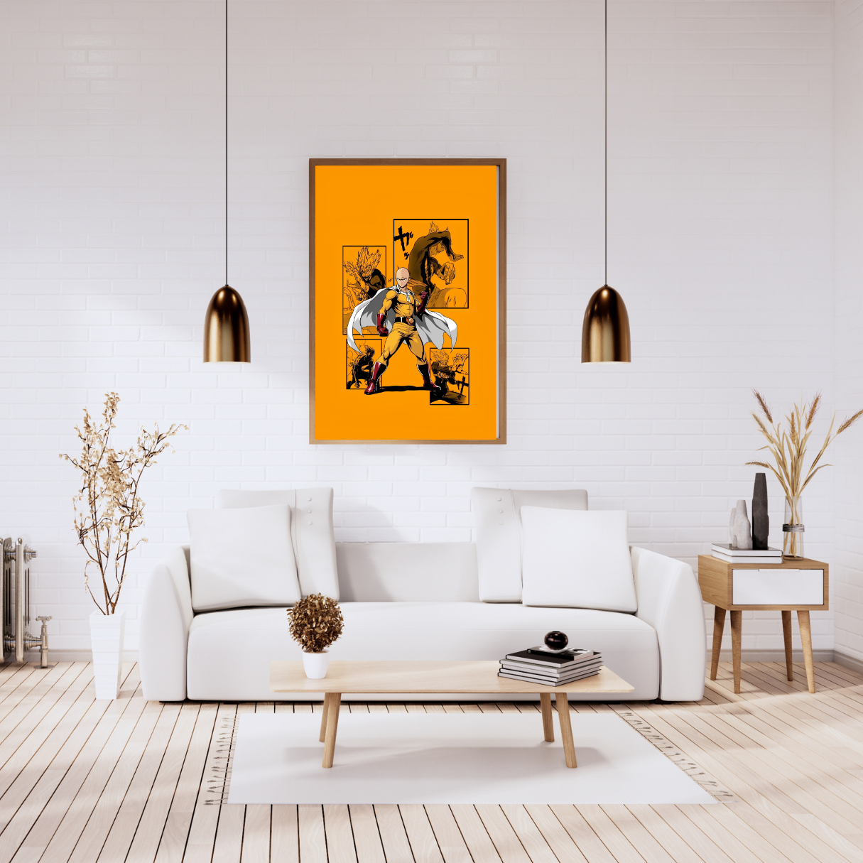 Saitama One Punch Man Framed Poster – Premium Glossy Anime Wall Art