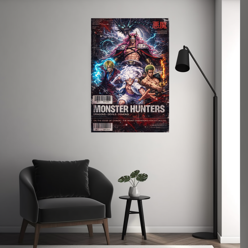 One Piece Monster Hunters Metal Poster