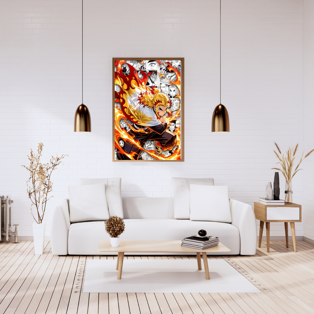 Rengoku Kyojuro Framed Poster – Premium Glossy Anime Wall Art