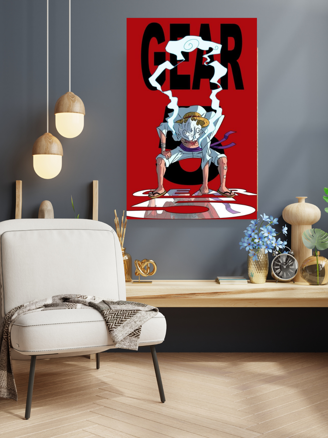 Gear 5 Luffy Acrylic Poster – One Piece Anime Wall Art