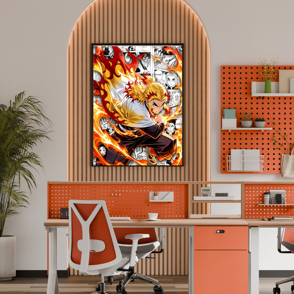 Rengoku Kyojuro Framed Poster – Premium Glossy Anime Wall Art