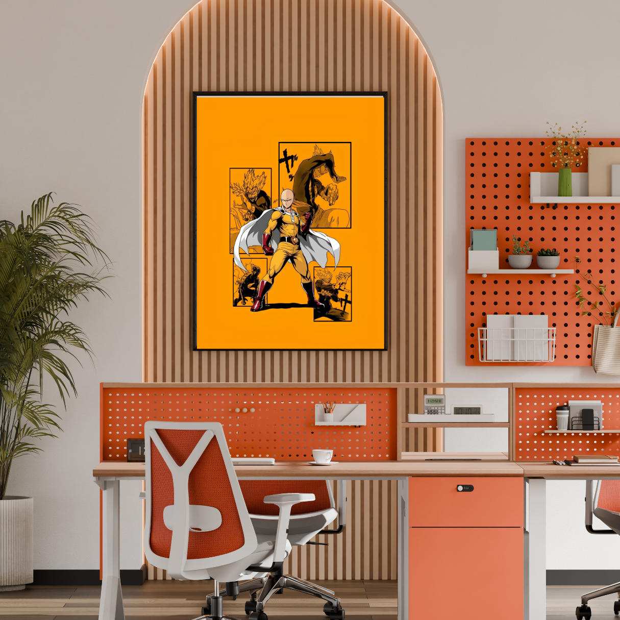Saitama One Punch Man Framed Poster – Premium Glossy Anime Wall Art