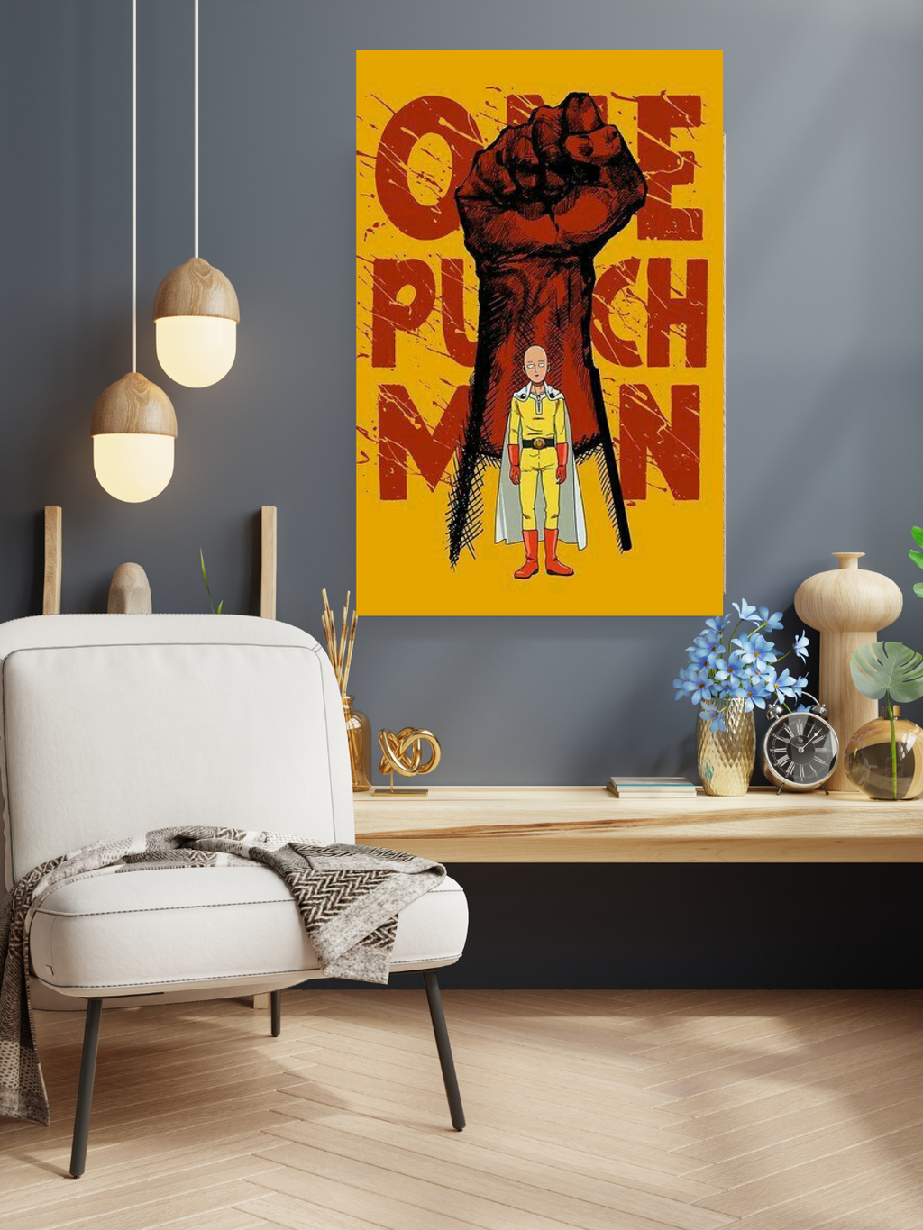 Saitama One Punch Man Acrylic Poster – Anime Wall Art
