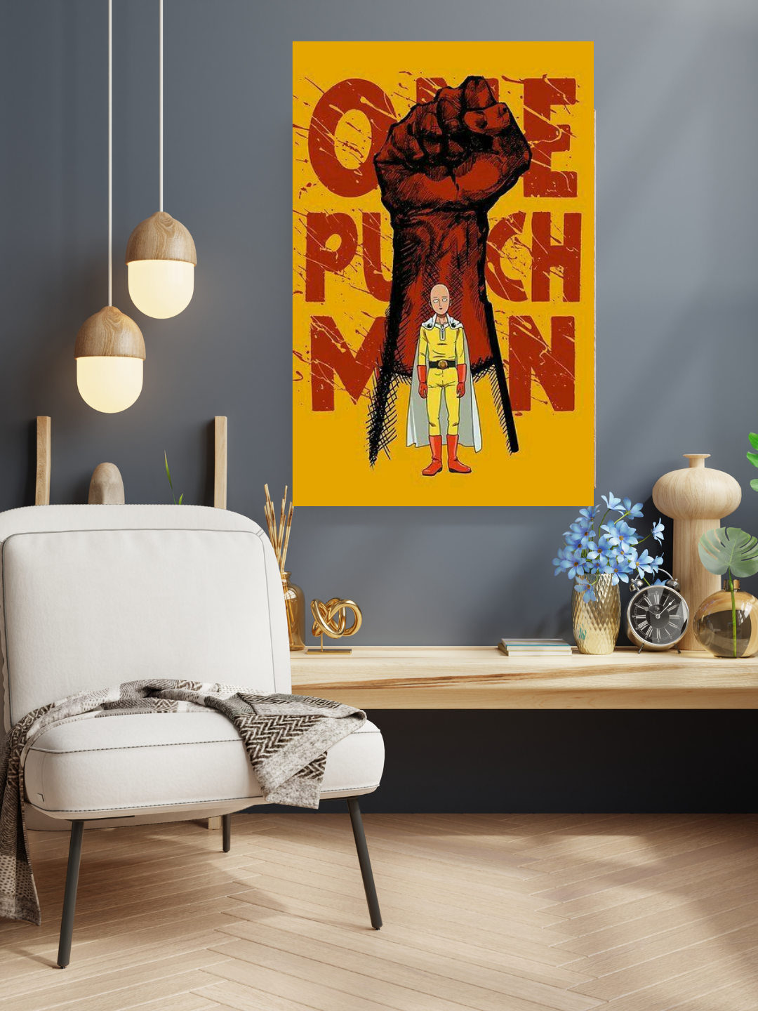 Saitama One Punch Man Acrylic Poster – Anime Wall Art