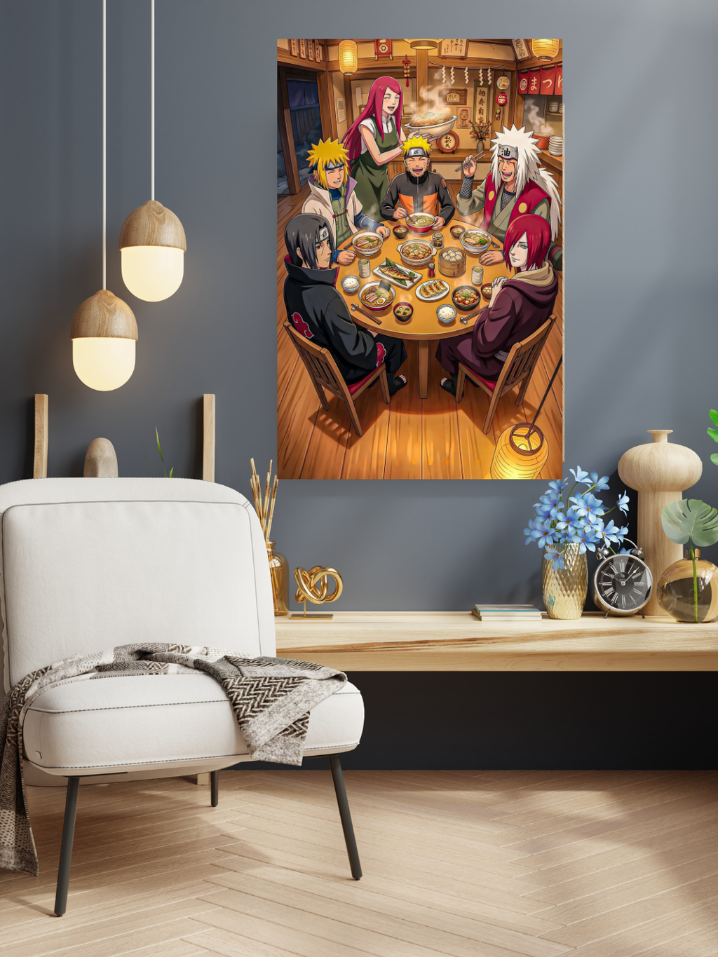 Naruto Family Dinner Acrylic Poster – Naruto Minato Jiraiya Anime Wall Art