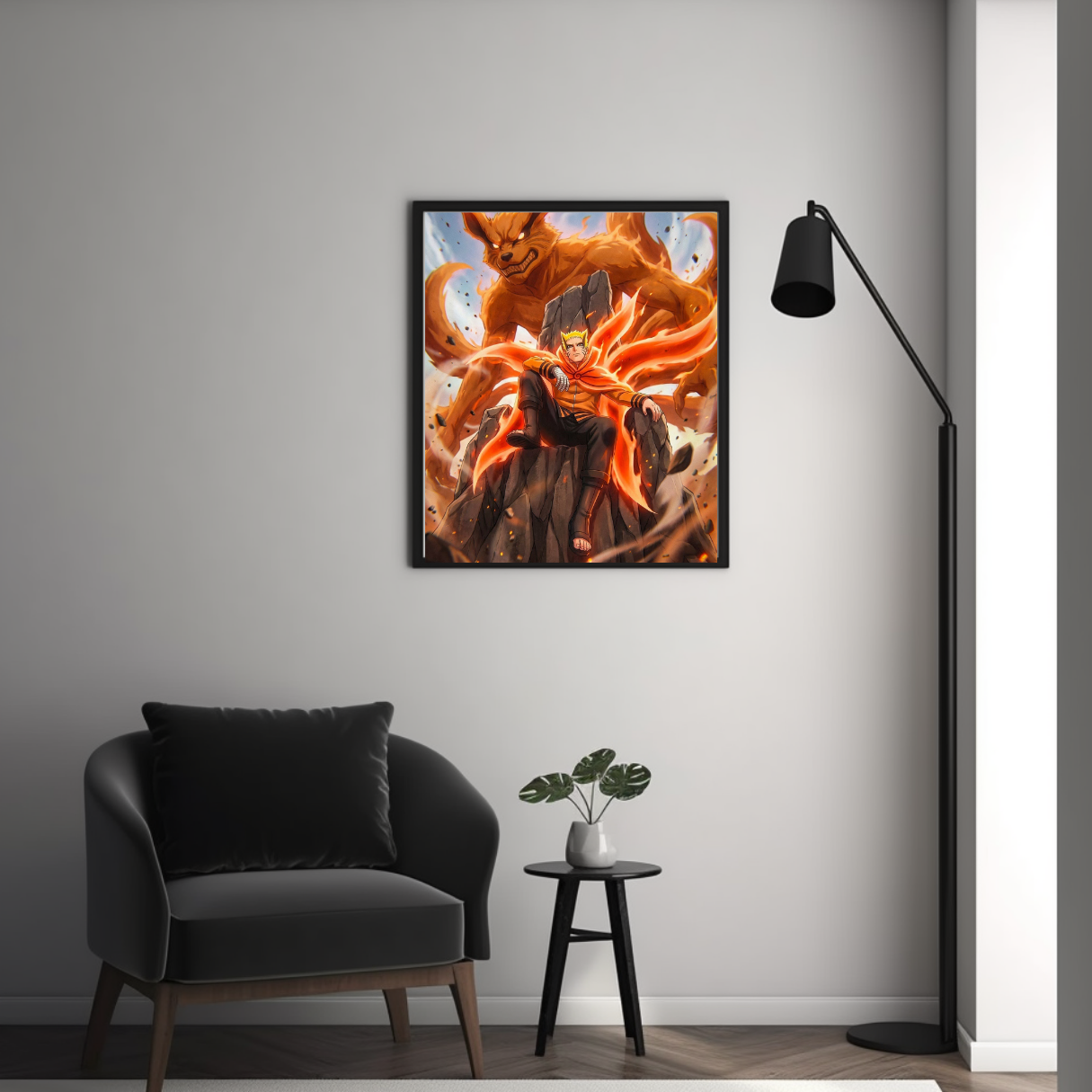 Naruto & Kurama Framed Poster – Premium Glossy Anime Wall Art