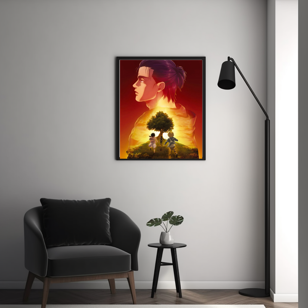 Eren Yeager Attack on Titan Framed Poster – Premium Glossy Anime Wall Art