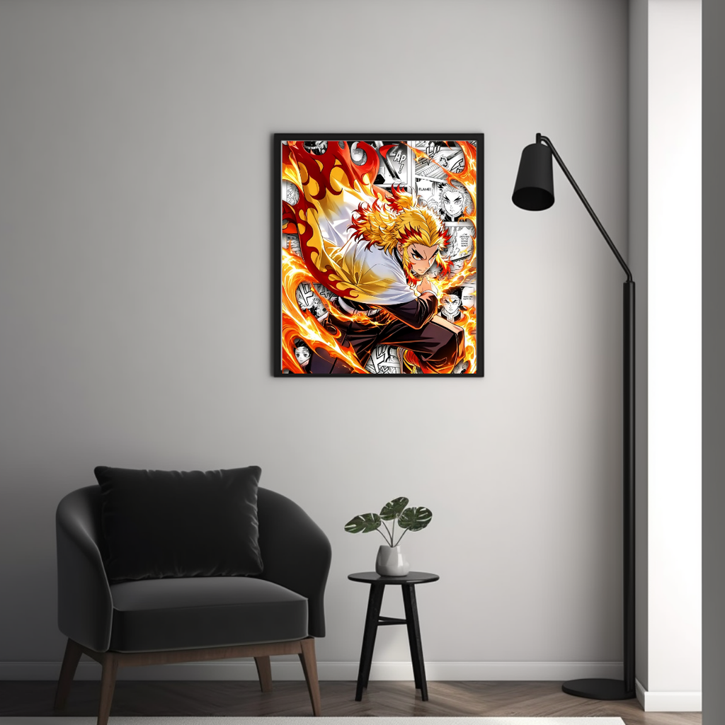 Rengoku Kyojuro Framed Poster – Premium Glossy Anime Wall Art