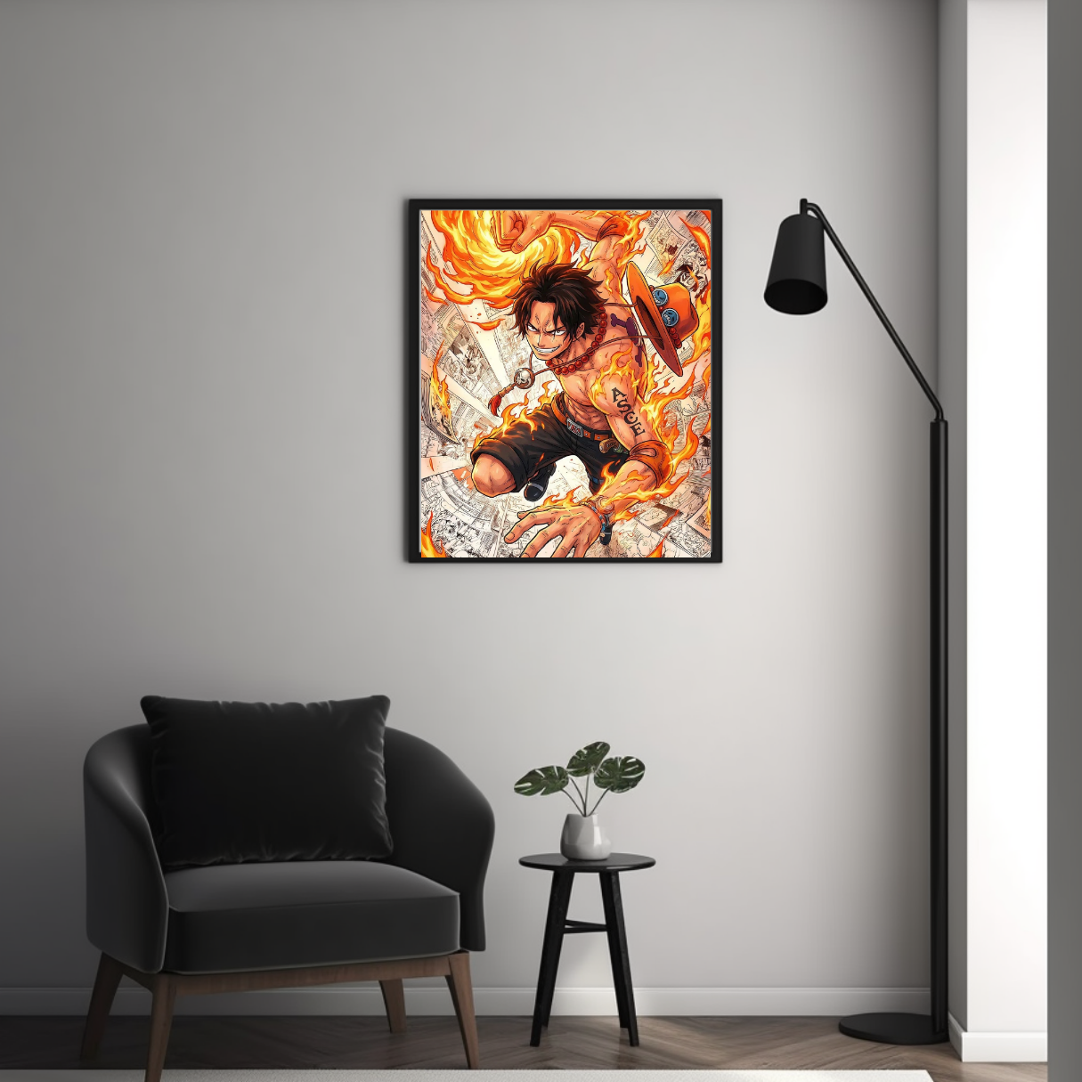Portgas D. Ace Framed Poster – Premium Glossy One Piece Wall Art