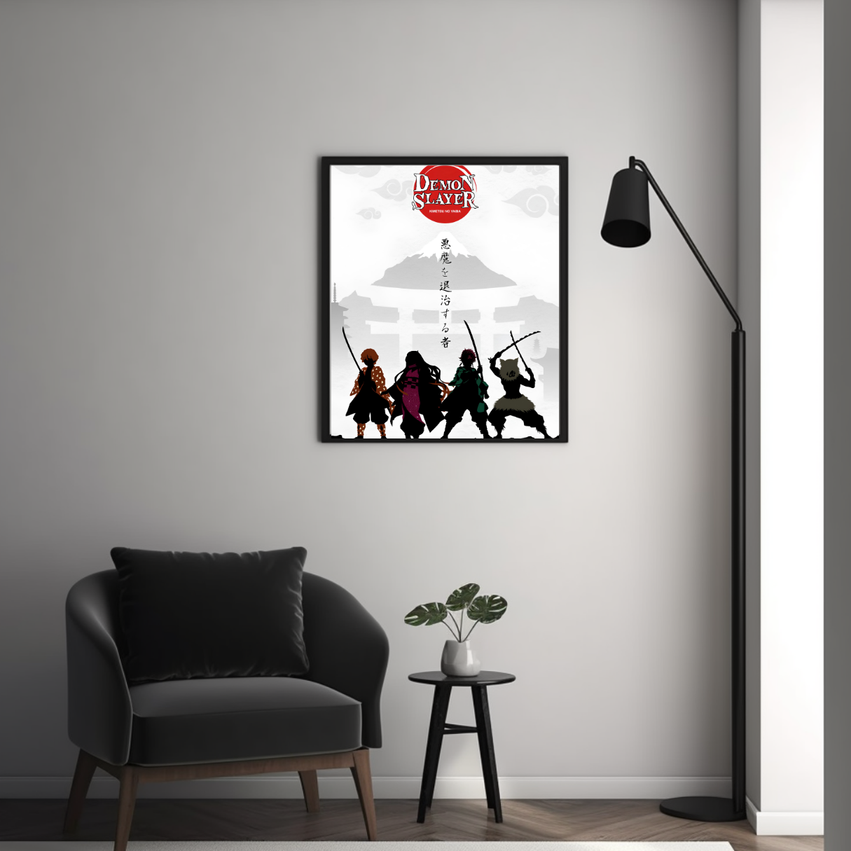 Demon Slayer Kimetsu no Yaiba Group Framed Poster – Premium Glossy Anime Wall Art