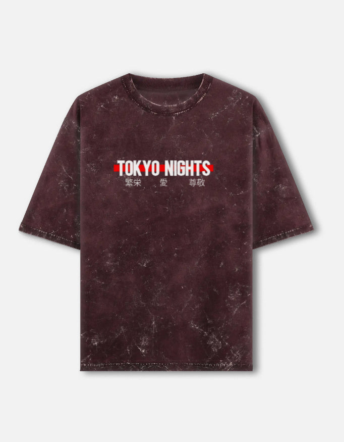 Tokyo Nights Acid Wash Oversized Tee – Kairo Japanese Streetwear