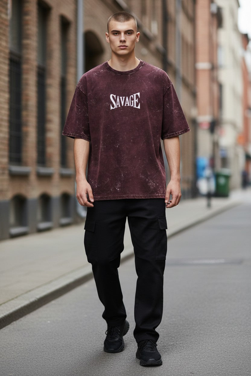 Savage Acid Wash Oversized Tee – Kairo Streetwear