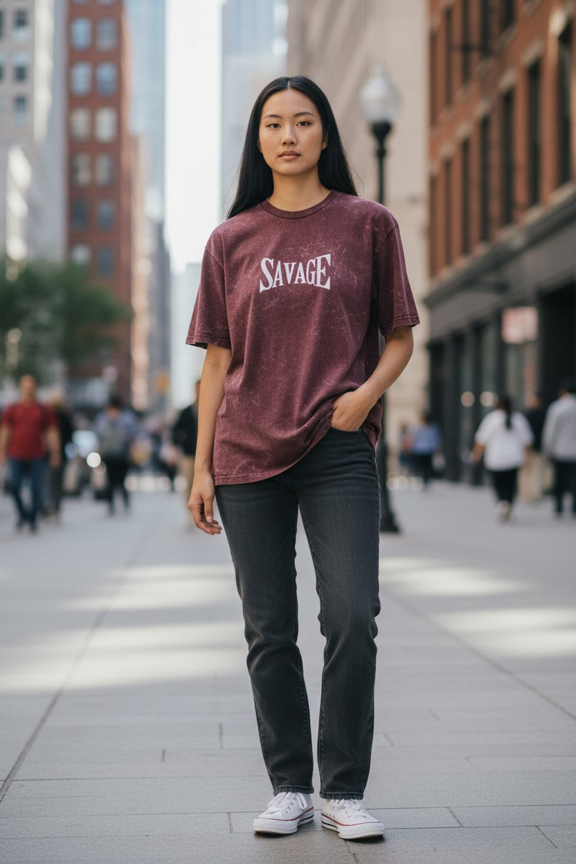 Savage Acid Wash Oversized Tee – Kairo Streetwear