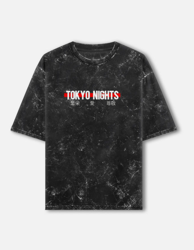 Tokyo Nights Acid Wash Oversized Tee – Kairo Japanese Streetwear