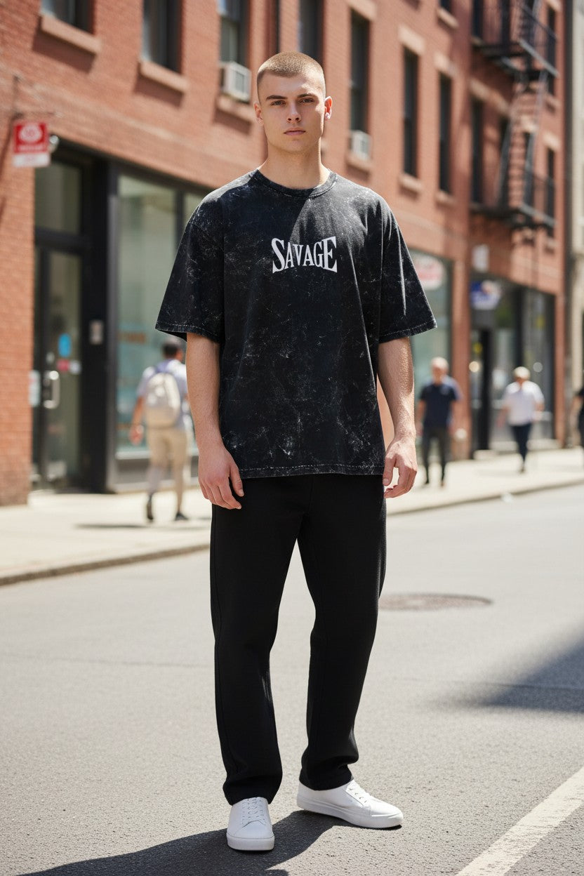 Savage Acid Wash Oversized Tee – Kairo Streetwear