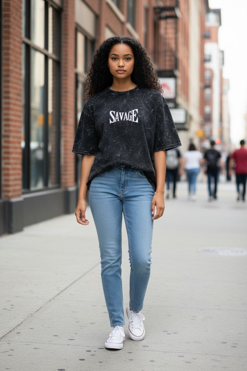 Savage Acid Wash Oversized Tee – Kairo Streetwear