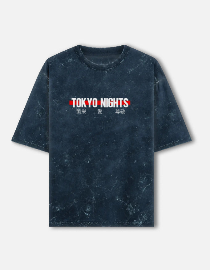 Tokyo Nights Acid Wash Oversized Tee – Kairo Japanese Streetwear