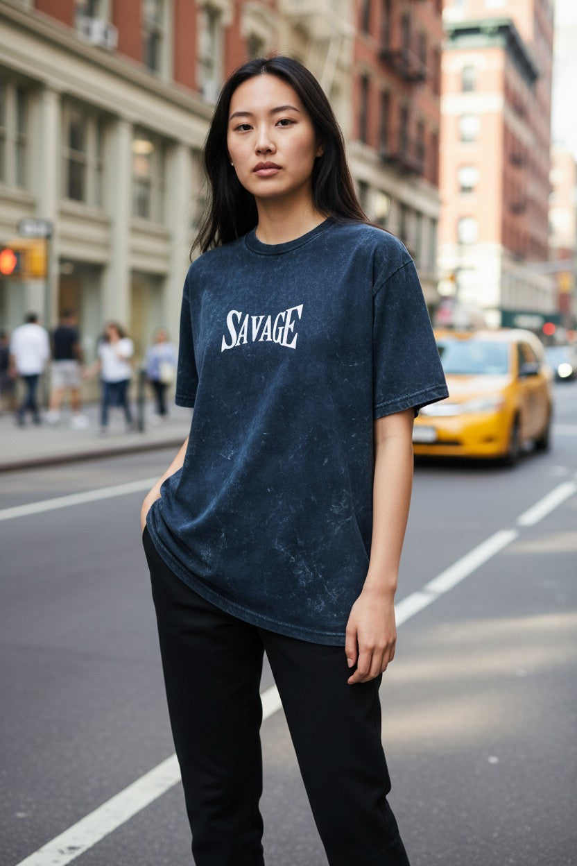 Savage Acid Wash Oversized Tee – Kairo Streetwear