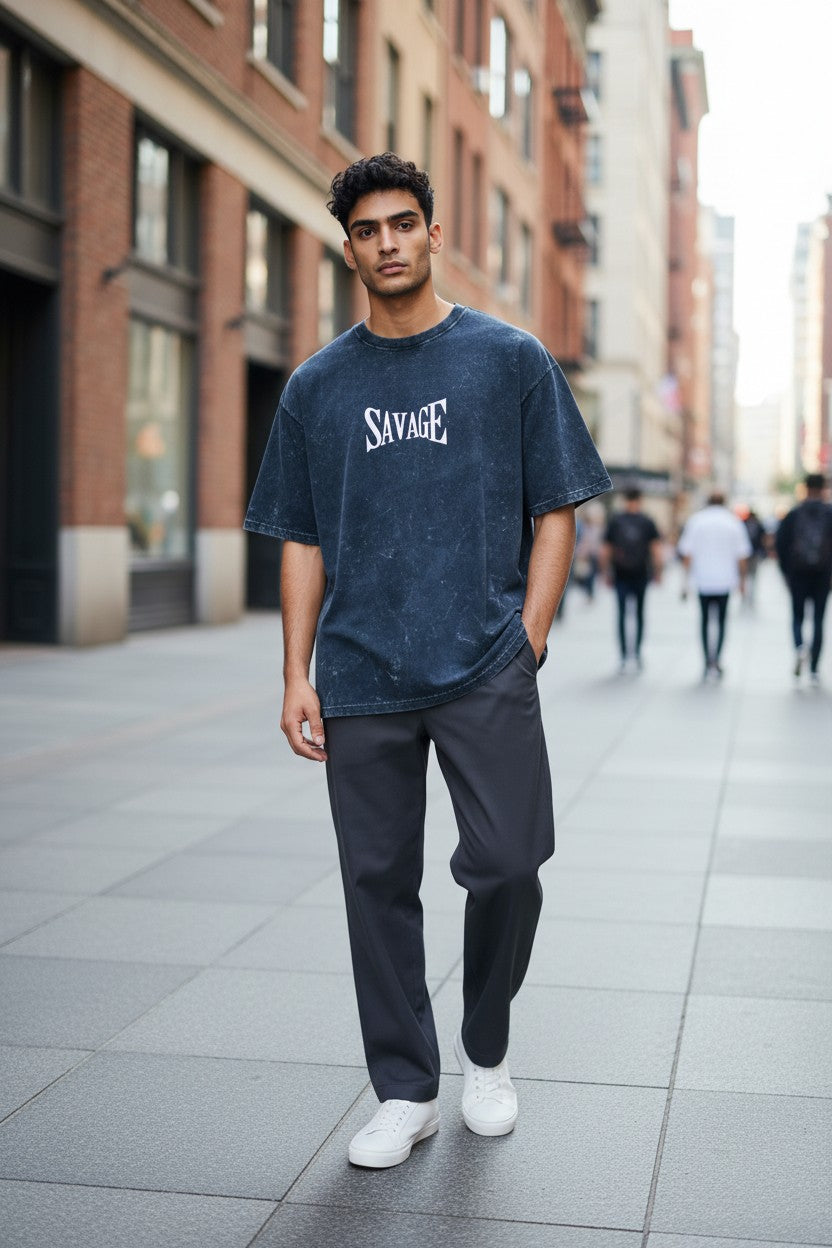 Savage Acid Wash Oversized Tee – Kairo Streetwear