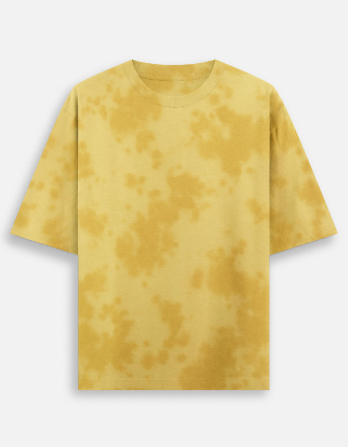 Acid Wash Tie-Dye Oversized Tee – Golden Yellow | Kairo Streetwear