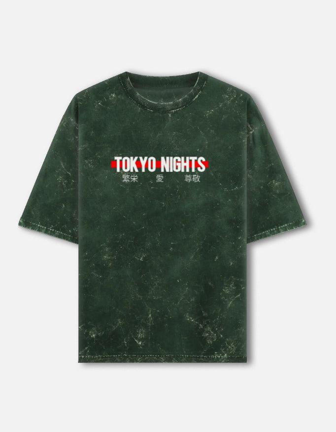 Tokyo Nights Acid Wash Oversized Tee – Kairo Japanese Streetwear