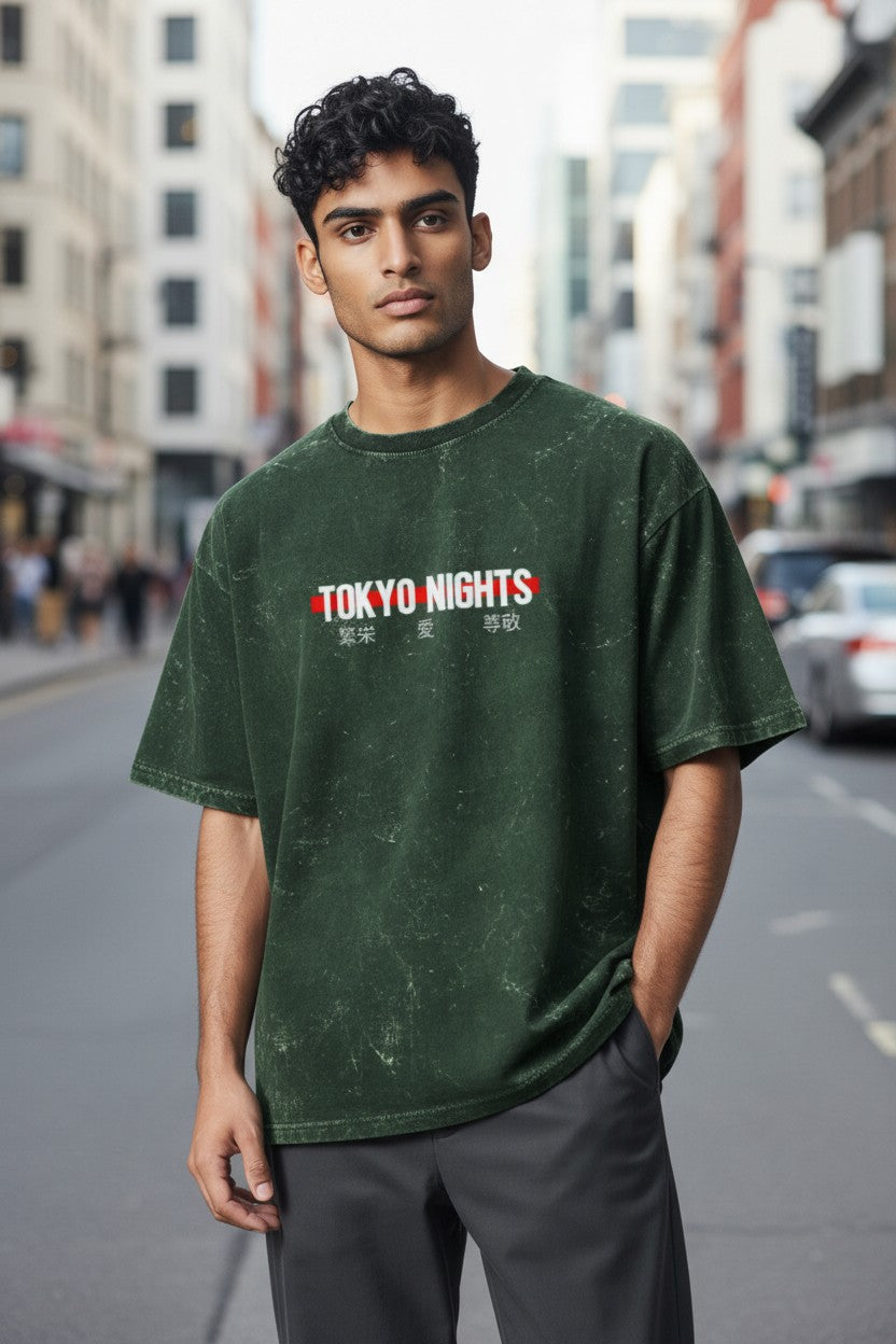 Tokyo Nights Acid Wash Oversized Tee – Kairo Japanese Streetwear