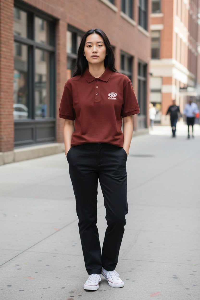 Kairo Brick Red Embroidered Polo Shirt – 100% Cotton Airtex
