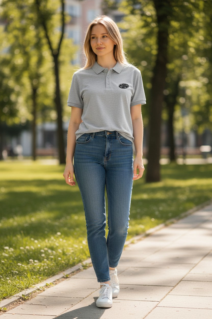 Kairo Grey Embroidered Polo Shirt – 100% Cotton Airtex