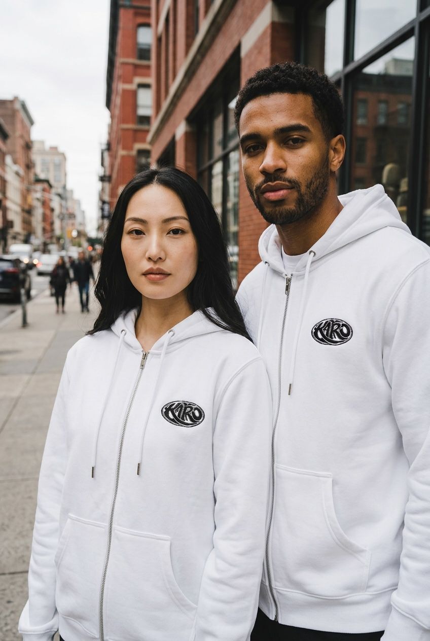 Heavyweight Zip-Up Hoodie – Premium White Streetwear | Kairo