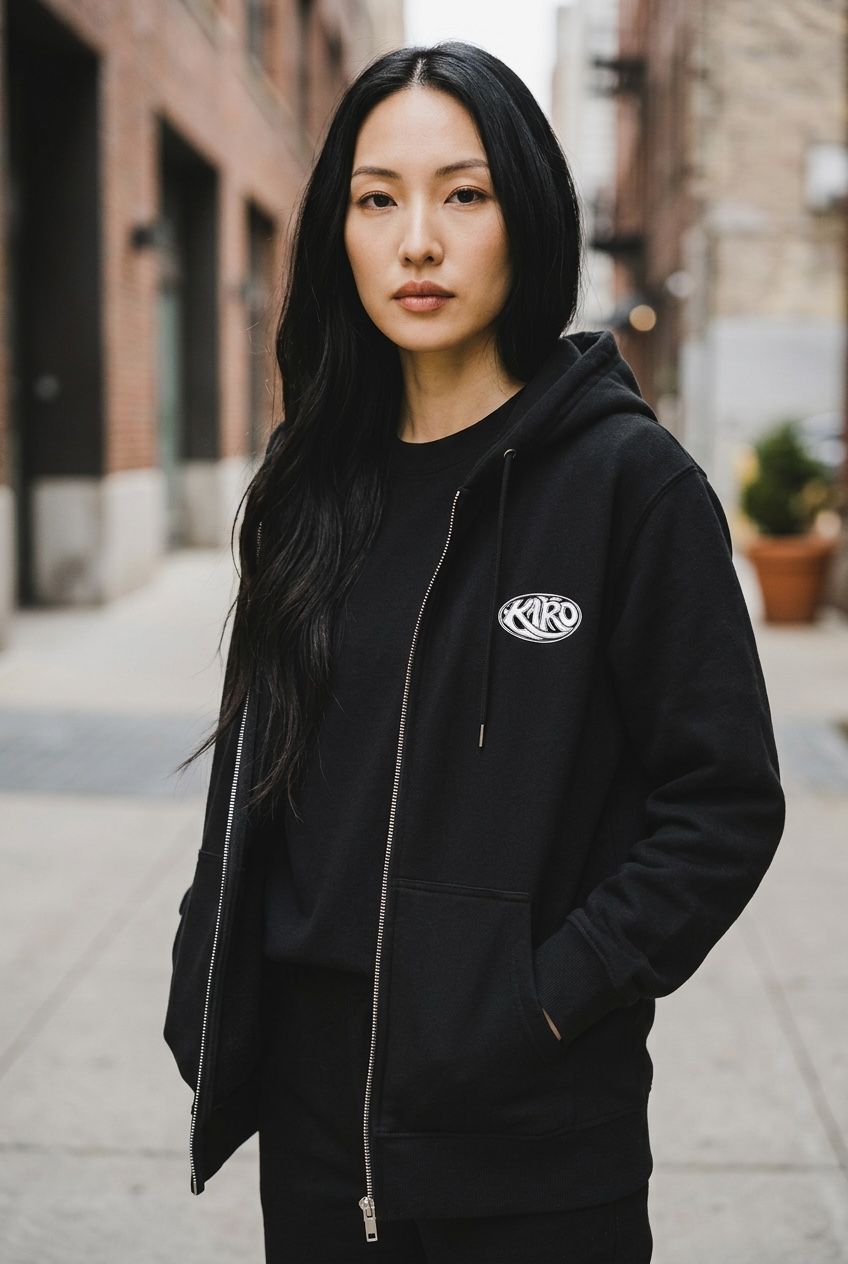 Heavyweight Zip-Up Hoodie – Premium Black Streetwear | Kairo
