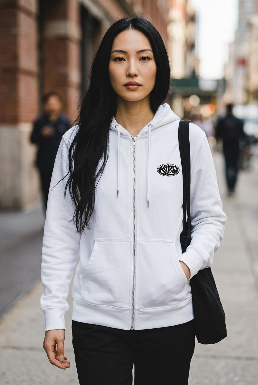 Heavyweight Zip-Up Hoodie – Premium White Streetwear | Kairo