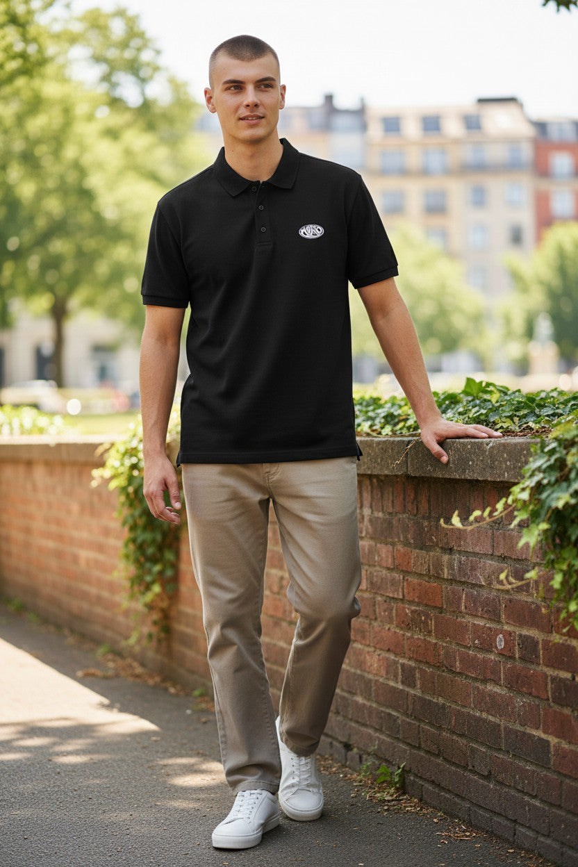 Kairo Black Embroidered Polo Shirt – 100% Cotton Airtex