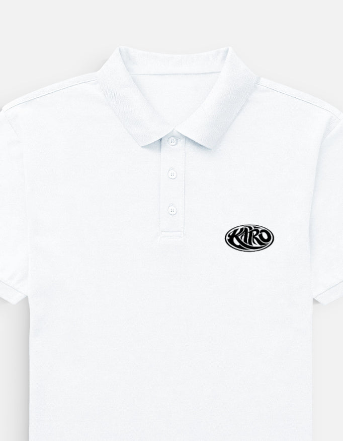 Kairo White Embroidered Polo Shirt – 100% Cotton Airtex