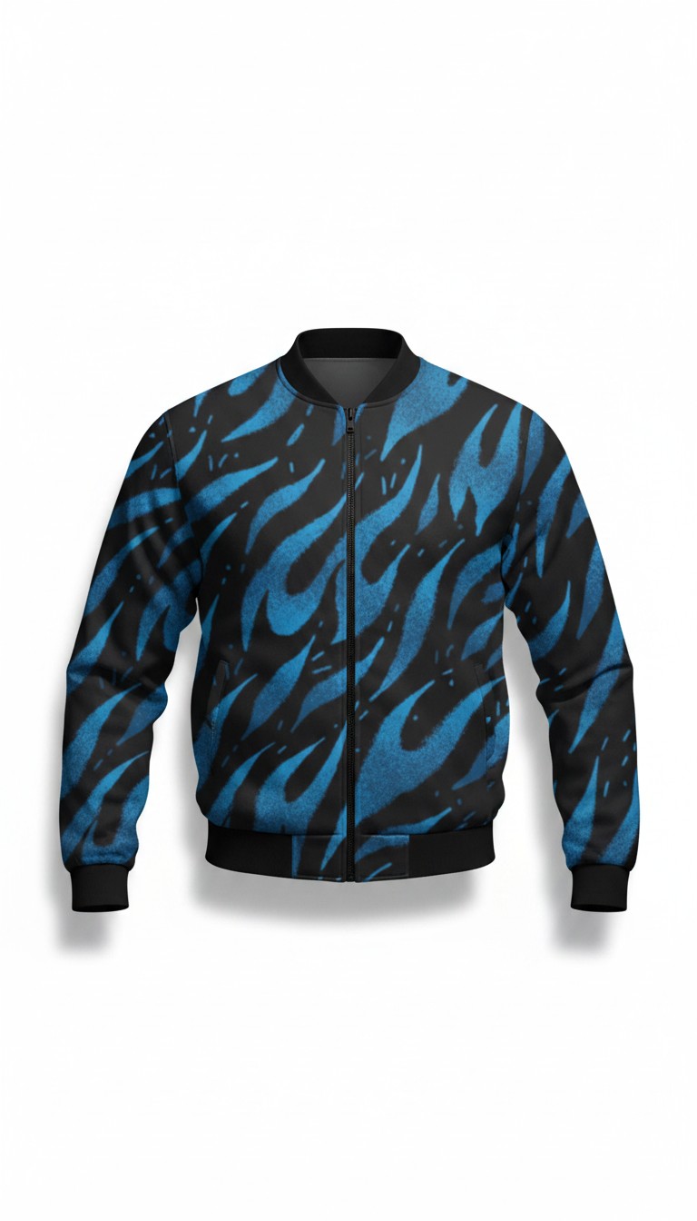 "Flames n Blue" Unisex Bomber Jacket