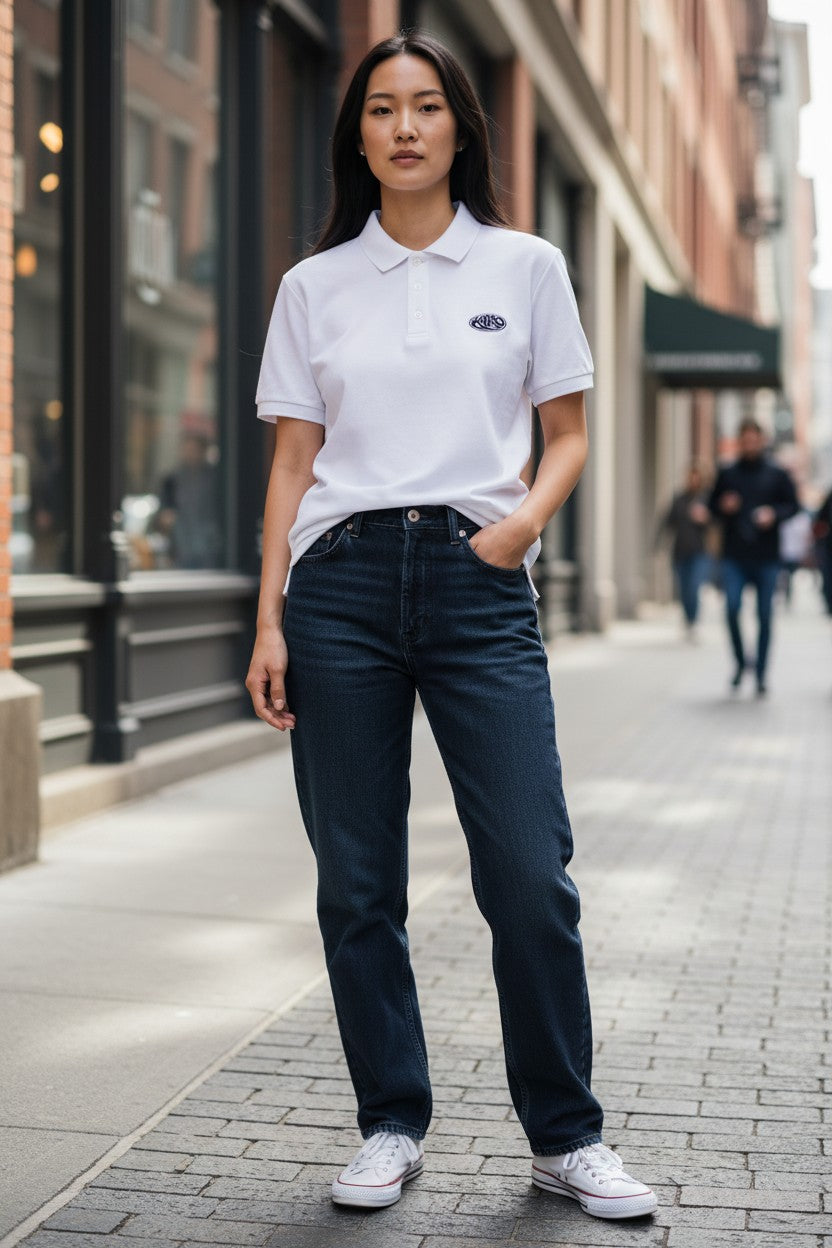 Kairo White Embroidered Polo Shirt – 100% Cotton Airtex