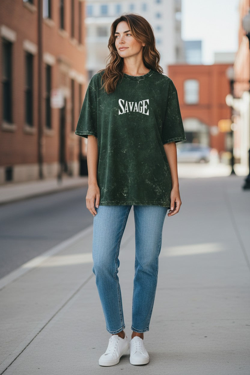 Savage Acid Wash Oversized Tee – Kairo Streetwear
