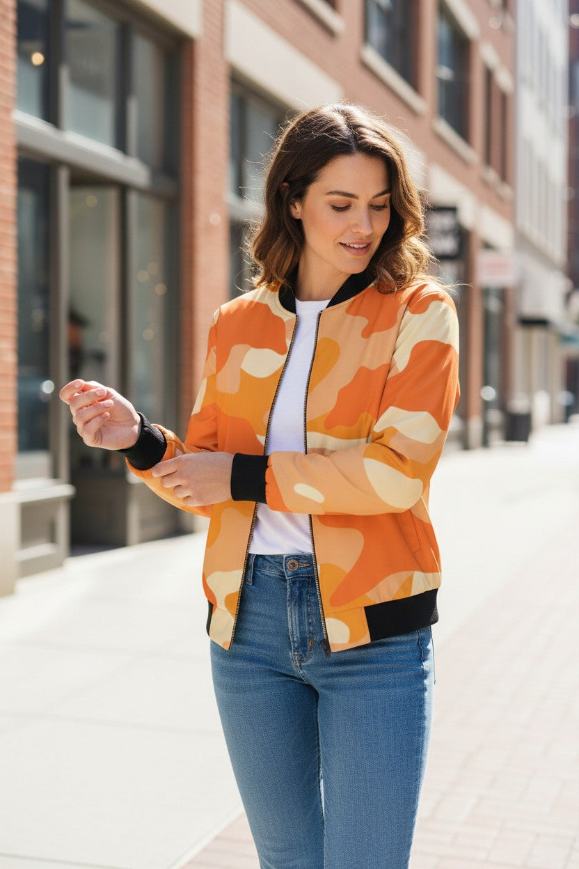 Orange Camouflage Bomber Jacket – Premium Streetwear | Kairo