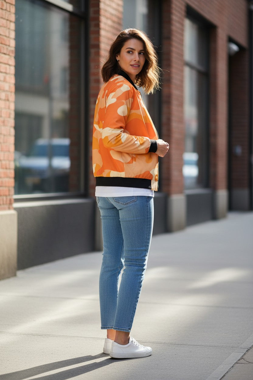 Orange Camouflage Bomber Jacket – Premium Streetwear | Kairo