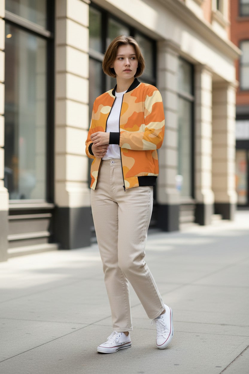 Orange Camouflage Bomber Jacket – Premium Streetwear | Kairo