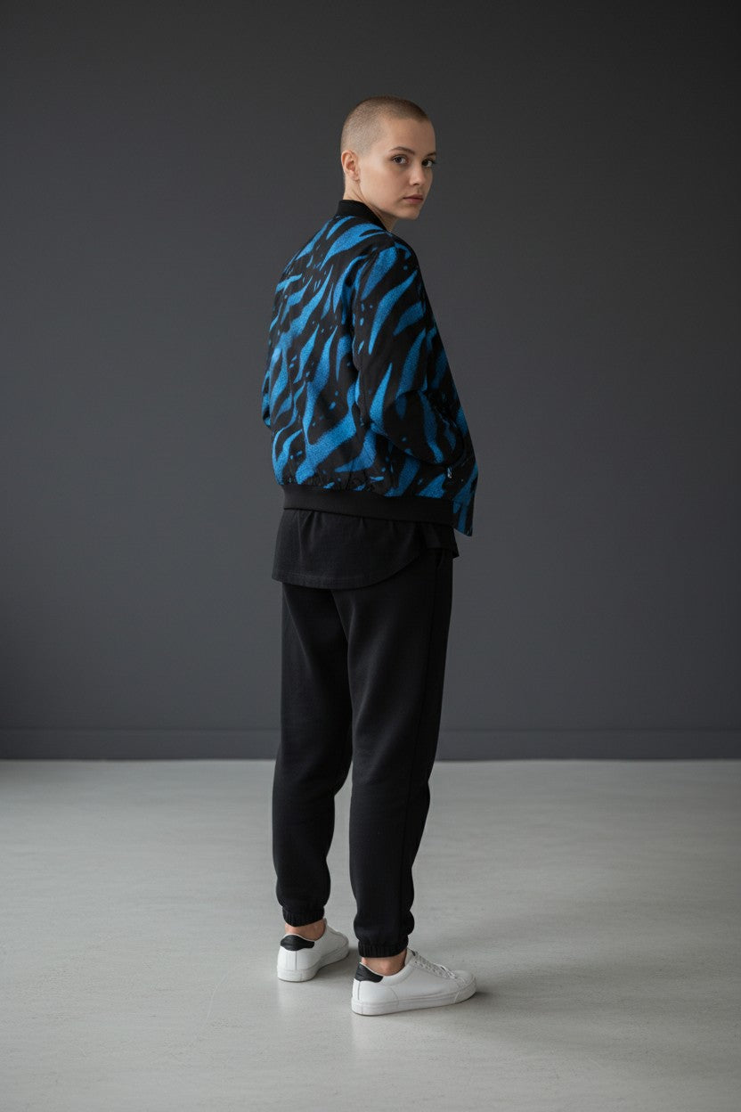 "Flames n Blue" Unisex Bomber Jacket